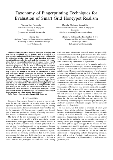 Taxonomy of Fingerprinting Techniques for Evaluation of Smart Grid Honeypot Realism